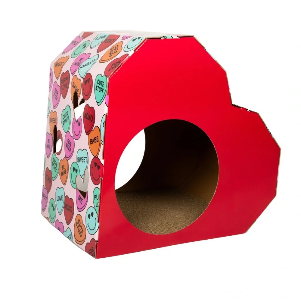 Bundle Cat Scratch Paper Heart House, 2 PalsToys, 3oz. Can food, 4.2oz solution